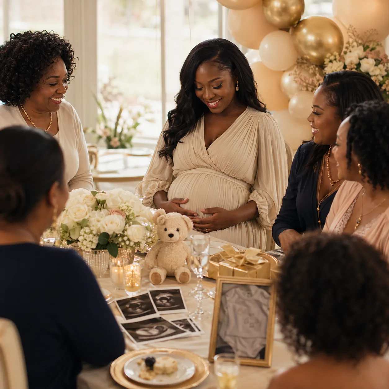 Elegant daytime baby shower memory for an African American family